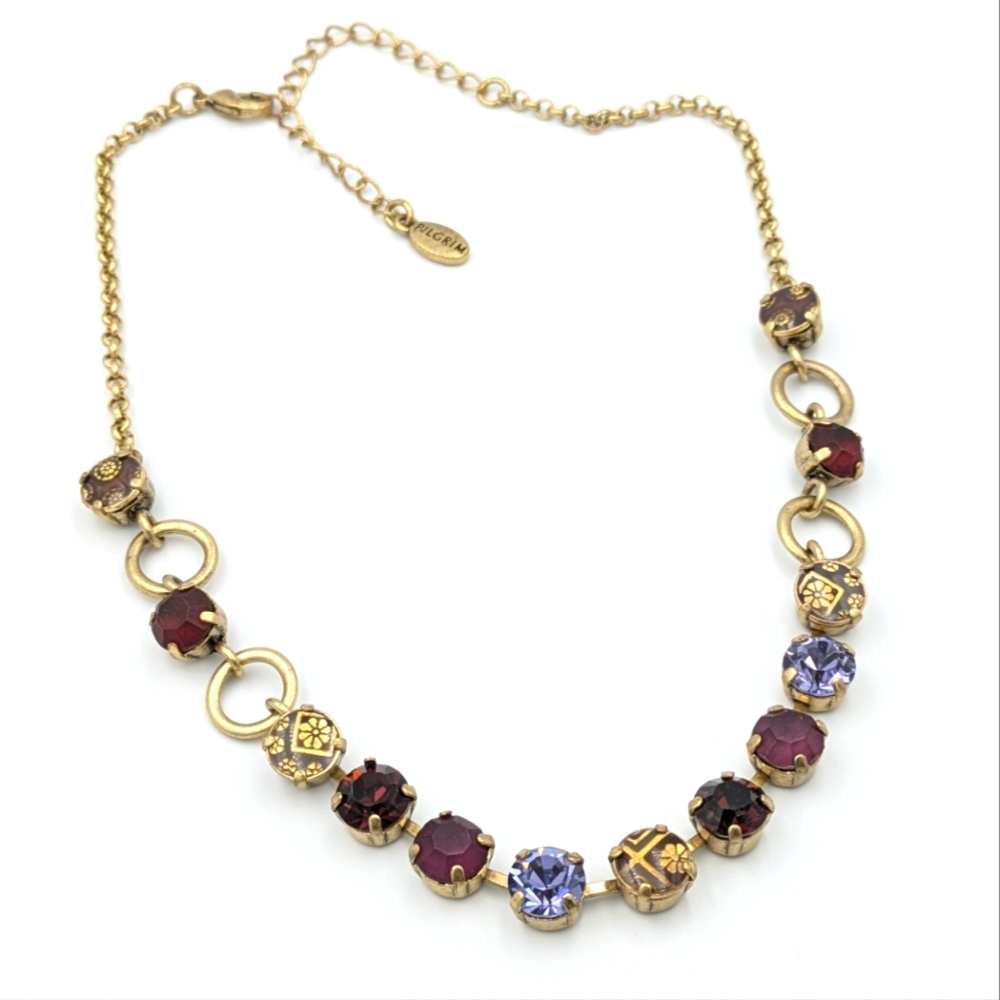 Pilgrim signed rhinestone chain necklace